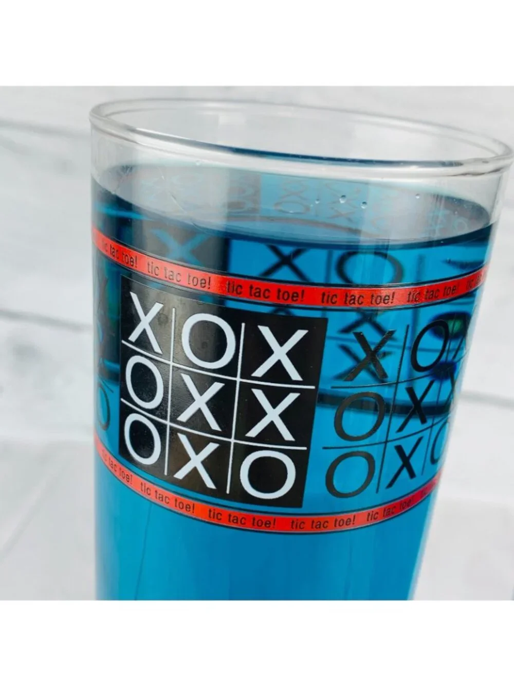 Home Essential CLASSIC GAMES Style 1916 Black Red Motif Highball Glasses Set 6